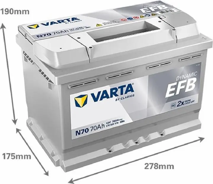 Varta N70 Ln3 Start-Stop Efb Battery - 760Cca 70Ah 1
