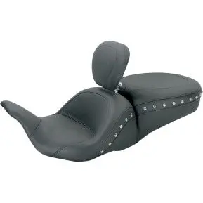 Mustang - Lowdown Seat W/ Drivers Backrest - Studded, Chrome - '08-20 Touring 1
