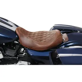 Mustang - Wide Tripper Solo Seat - Brown, Diamond Stitch - '08-20 Touring 2