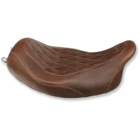 Mustang - Wide Tripper Solo Seat - Brown, Diamond Stitch - '08-20 Touring 1