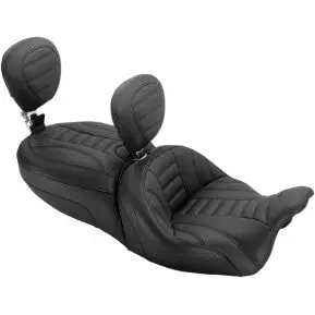 Mustang - One-Piece Vintage Touring Seat - Standard W/ Drivers Backrest And Passenger Backrest - '15-20 Touring 1