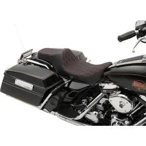 Drag - Predator Iii Seat - Double Diamond Stitch, Red Thread - '99-'07 Touring 1