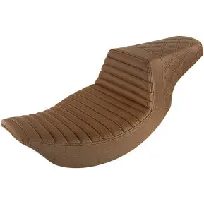 Saddlemen Step-Up Seat - Front Tuck-N-Roll/Rear Lattice Stitch - Brown (897-06-176Br) Touring 00-07 1
