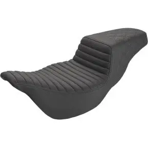 Saddlemen Step-Up Seat - Extended Reach - Front Tuck-N-Roll/Rear Lattice Stitch - Black (808-07B-176E) Touring 08-24, Cvo 14 1