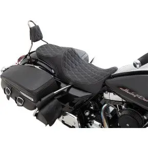 Drag - Predator Iii Seat - Double Diamond Stitch, Silver Thread - '08-'20 Touring 2