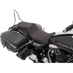 Drag - Predator Iii Seat - Double Diamond Stitch, Red Thread - '08-'20 Touring 1