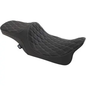 Drag - Predator Iii Seat - Double Diamond Stitch, Silver Thread - '97-'07 Touring 1