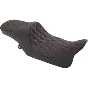 Drag - Predator Iii Seat - Double Diamond Stitch, Red Thread - '97-'07 Touring 1