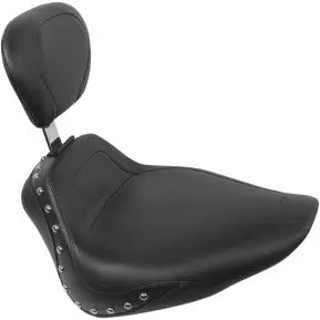 Mustang - Sport Solo Seat With Backrest - Studded - '00-17 Softail 1
