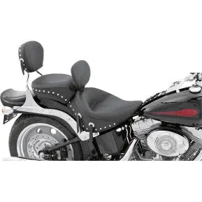 Mustang - Wide Style Solo Seat With Removable Backrest - Studded - '06-17 Softail 1