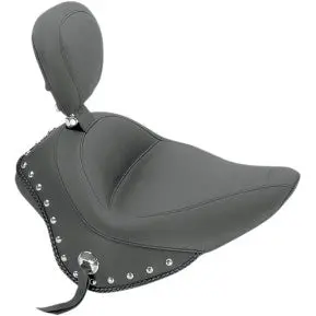 Mustang - Wide Style Solo Seat With Removable Backrest - Studded - '11-17 Fxs, Fls, & Flss 2