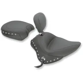 Mustang - Wide Style Solo Seat With Removable Backrest - Studded - '11-17 Fxs, Fls, & Flss 1