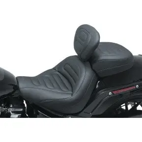 Mustang - Max Profile Tour Solo Seat - With Drivers Backrest - Trapezoid Stitch - '18-20 Fxfb & Fxfbs 1
