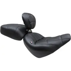 Mustang - Solo Tour Seat With Drivers Backrest - Cube Stitch - '18-20 Fxbb & Fxbrs 1