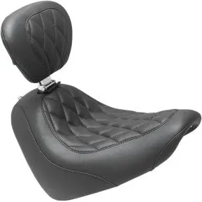 Mustang - Wide Tripper Front Seat With Backrest - Black, Diamond Stitch - '18-20 Fxfb & Fxfbs 1