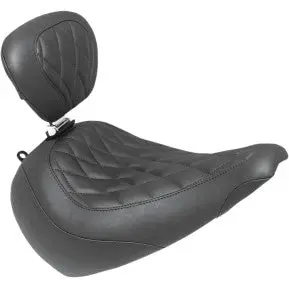 Mustang - Wide Tripper Front Seat With Backrest - Black, Diamond Stitch - '18-20 Flfb & Flfbs 1