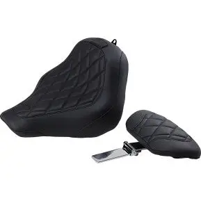Mustang - Wide Tripper Seat With Backrest - Black, Diamond Stitch - 1