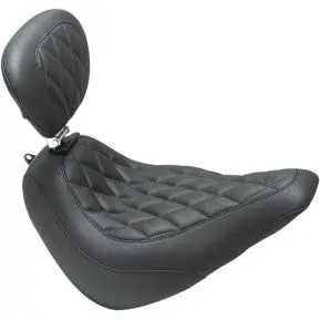 Mustang - Wide Tripper Fron Seat With Backrest - Black, Diamond Stitch - '18-20 Flsl 1