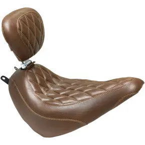 Mustang - Tripper Solo Seat With Backrest - Brown, Diamond Stitch - '18-20 Flde, Flhc, & Flhcs 1