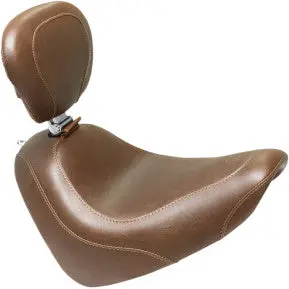 Mustang - Wide Tripper Front Solo Seat With Backrest - Brown, Vintage - '18-20 Fxfb & Fxfbs 1