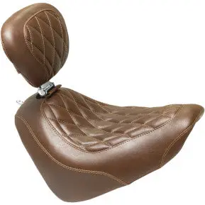 Mutang - Wide Tripper Front Seat With Backrest - Brown, Diamond Stitch - '18-20 Fxfb & Fxfbs 1