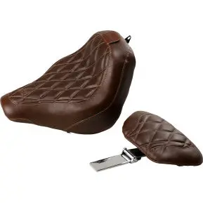 Mustang - Tripper Front Solo Seat With Backrest - Brown, Diamond Stitch - '18-20 Fxbb & Fxbrs 1