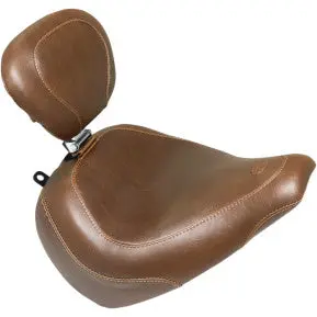 Mustang - Wide Tripper Front Seat With Backrest - Brown, Vintage - '18-20 Fxbr & Fxbrs 1