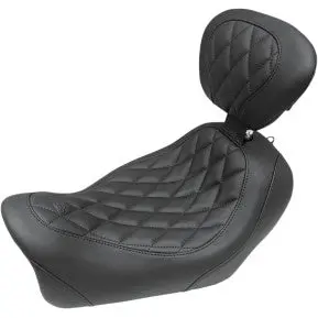 Mustang - Tripper Solo Seat With Drivers Backrest - Black, Diamond Stitch - '14-17 Fxdf 1