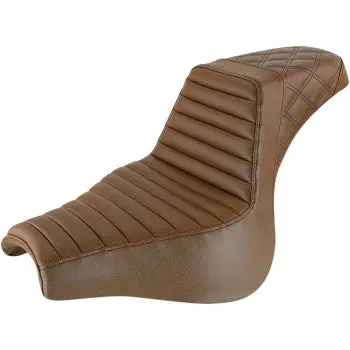 Saddlemen Step-Up Seat - Front Tuck-N-Roll/Rear Lattice Stitch - Brown - Fxfb/S (818-28-176Br) Softail 18-23 1