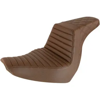 Saddlemen Step-Up Seat - Front Tuck-N-Roll/Rear Lattice Stitch - Brown (818-29-176Br) Softail 18-24 1