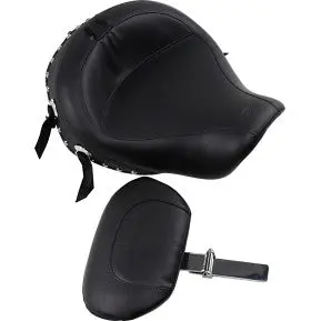 Mustang - Wide Solo Seat With Removable Drivers Backrest - Studded - '06-17 Dyna 2