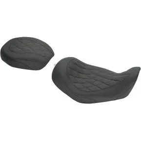 Mustang - Wide Tripper Passeneger Seat - Black, Diamond Stitch - '06-17 Dyna 1