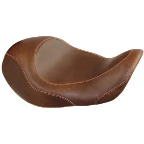 Mustang - Wide Tripper Solo Seat With Removable Drivers Backrest - Brown, Smooth - '06-17 Dyna 1