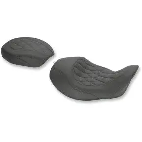 Mustang - Wide Tripper Solo Seat With Removable Backrest - Black, Diamond Stitch - '06-17 Dyna 2