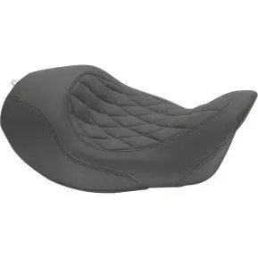 Mustang - Wide Tripper Solo Seat With Removable Backrest - Black, Diamond Stitch - '06-17 Dyna 1