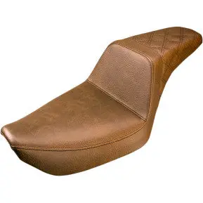 Saddlemen Step-Up Seat - Rear Lattice Stitched - Brown (896-04-173Br) Dyna 99-03 1