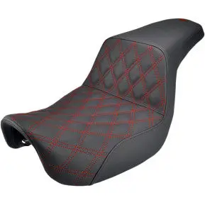 Saddlemen Step-Up Seat - Front Lattice Stitch/With Red Stitching - Black (806-04-172Rd) Dyna 06-16 1