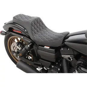 Drag - Predator Iii Seat - Double Diamon Stitch, Silver Thread - '06-17 Dyna 1