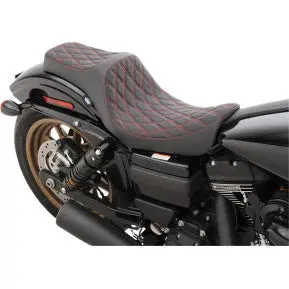Drag - Predator Iii Seat - Double Diamnd Stitch, Red Thread - '06-17 Dyna 1