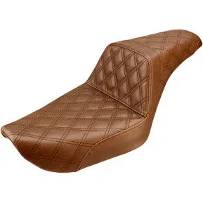 Saddlemen Step-Up Seat - Full Lattice Stitch - Brown (896-04-175Br) Dyna 96-03 1