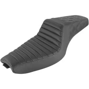 Saddlemen Step-Up Seat - Front Tuck-N-Roll/Rear Lattice Stitch - Black (807-03-176) Sportster 04-20 1