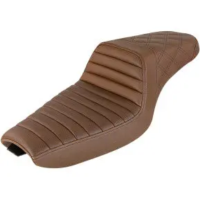 Saddlemen Step-Up Seat - Front Tuck-N-Roll/Rear Lattice Stitch - Brown (807-03-176Br) Sportster 04-18 1