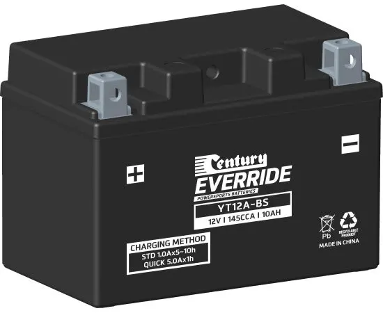 Century Yt12a-Bs Motorcycle Agm Battery - 145Cca 10Ah 1