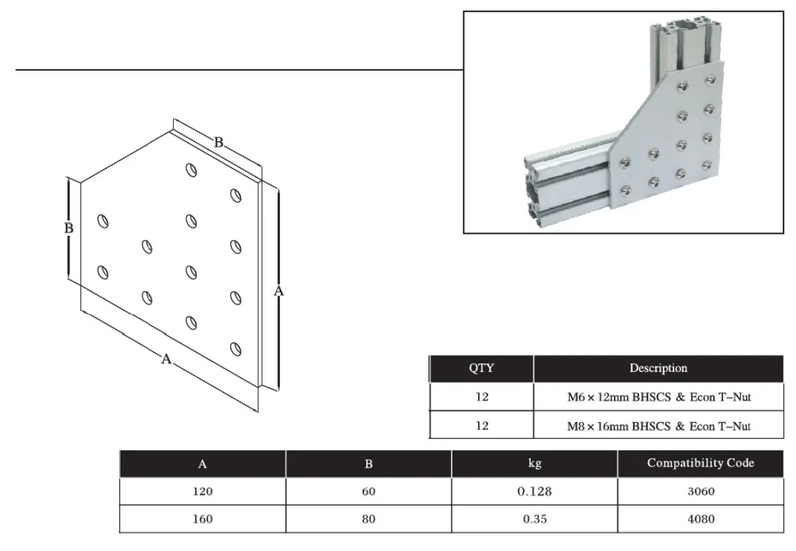 12L  Bolts Reinforcement Connection Joining Plate 8080 (12 L Joining Plate) 2