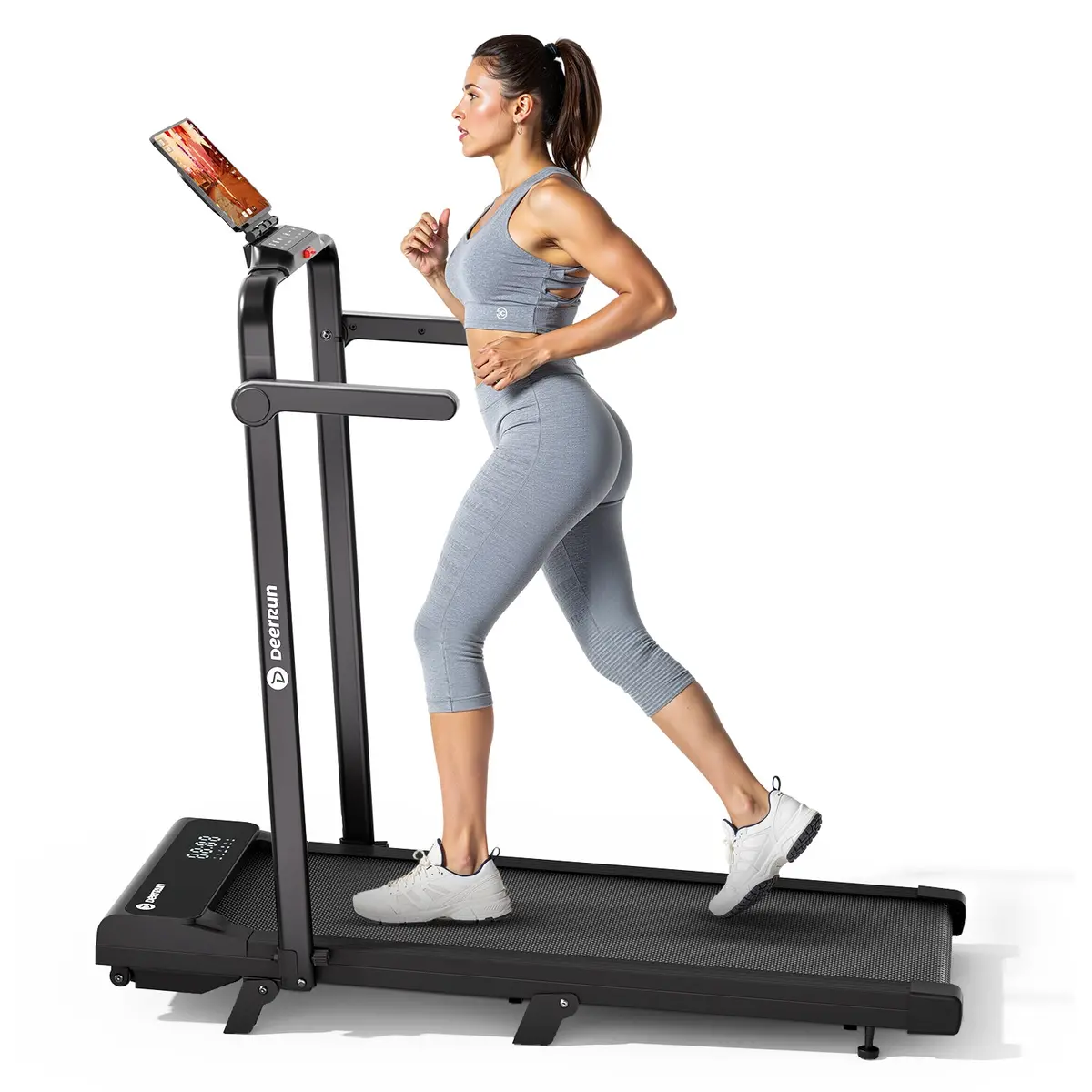 2026 New A6 Plus Handle 5% Incline 2 In 1 Foldable Treadmill With Whole Screen Upgraded Chip & Nfc Support | 300 Lbs, 7.5 Mph, Black 1