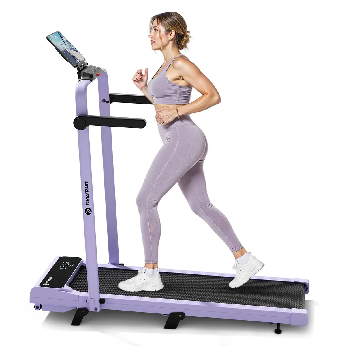 2026 New A6 Plus Handle 5% Incline 2 In 1 Foldable Treadmill With Whole Screen Upgraded Chip & Nfc Support | 300 Lbs, 7.5 Mph, Purple 1