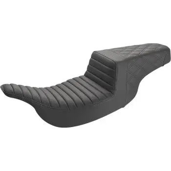 Saddlemen Step-Up Seat - Front Tuck-N-Roll/Rear Lattice Stitch - Black (897-07-176) Touring 97-07 1