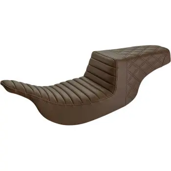 Saddlemen Step-Up Seat - Front Tuck-N-Roll/Rear Lattice Stitch - Brown (897-07-176Br) Touring 97-07 1