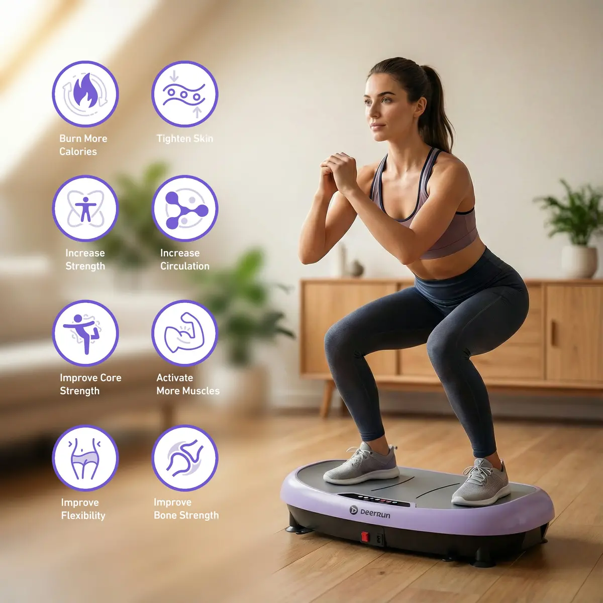 Deerrun® High-Power Full‑Body Vibration Plate Workout, 220Lbs 1