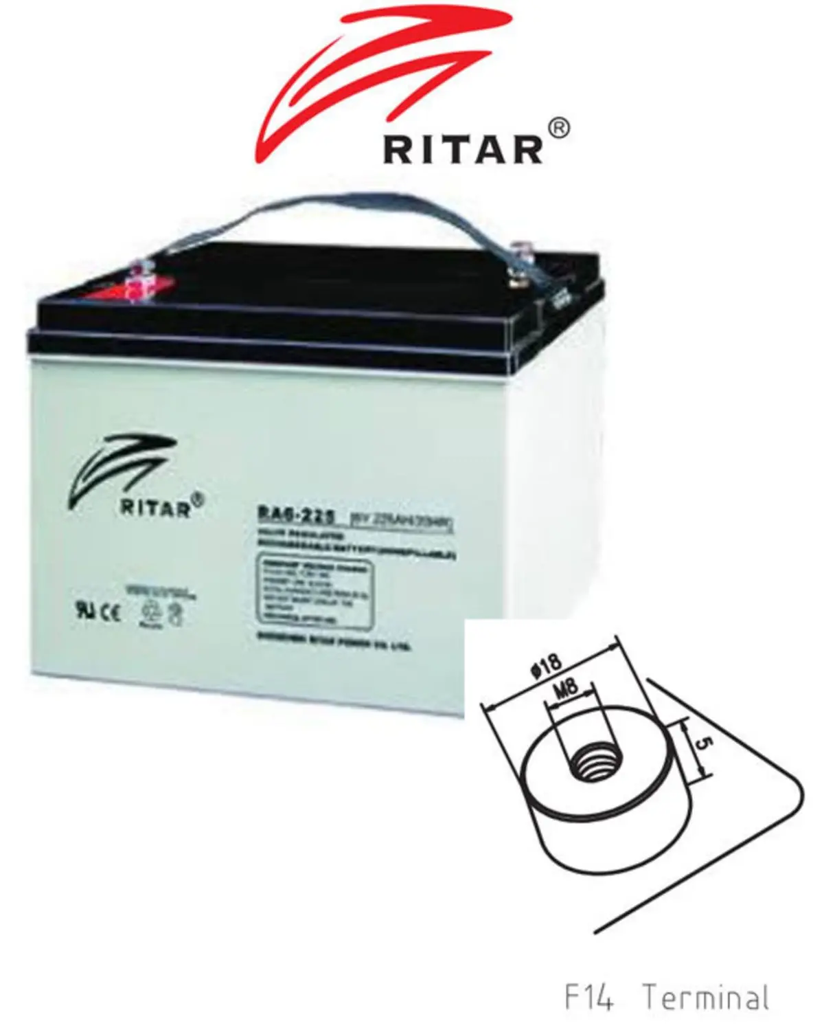 Ritar Ra6-225Ev 6V 225Ah Deep Cycle Agm Battery 1